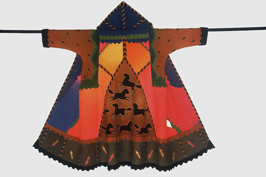 Tee Pee Coat, 1988, 54"x59", wool, fulled, dyed, pieced.