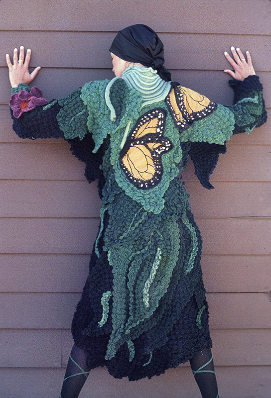 Transformations, 1977, wool, crochet, leather.