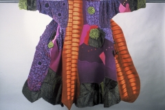 Red Sea, Orange Feather, wool, polyester. Stitch resist, pieced, filled.