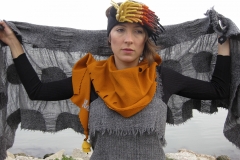 Gauze Circles, 2007, wool, resist printed.