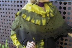 Sihbori Shawl, 2007, wool, pierced, dyed, fulled.