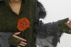Poppy, 2009, wool, resist paste, dye, fulled.