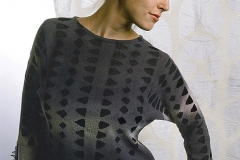 Tracks, 2009, wool, printed, resist paste.