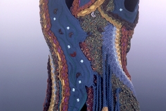 Fishing Vest, 1972, wool, velvet, crochet.