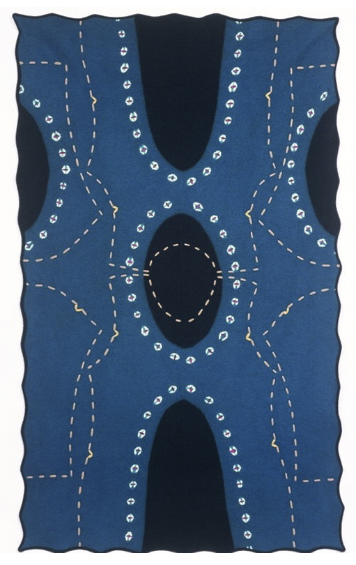 Markers, Blue, 2005, 34"x63", wool, punched, stitched, fulled.