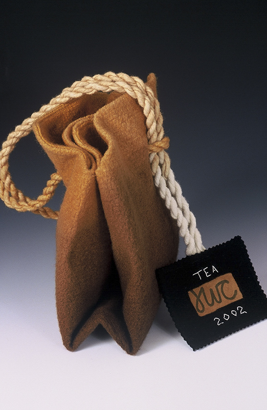Tea Bag, 2002, 7”x3”x7", wool, reed, stitched.