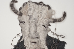 Goat Mask, 2015, wool, reed, silk, wire, 23"x9"x28"