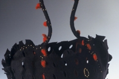 Hot 4 You, 2004, 12”x10”x22", wool, reed, beads, polymer, fulled.