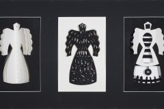 "Three Sisters", 2010, 23”x11", paper, gesso, cut.