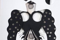 Dancer, 2010, 4"x4", paper, gesso, cut, punched.