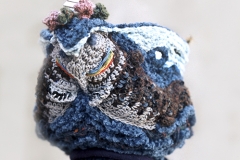 Fish Goblet, 1972, 5"x4”x11", wool, cotton, crochet, rocks, shells.
