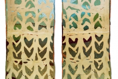 "Layers of Meaning", 2007, 87"x36" each panel, wool, dyed, pieced, stitched.