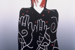 Tatoo, 2004, 9”x 5”x 24”, wool, polymer, reed, stitched, fulled.