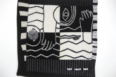 "The Swimmer", 2008, 20"x20", wool, stitch, fulled.
