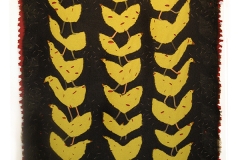 "All in a Row", 2009, 36"x48", wool, pieced, fulled, stitched.