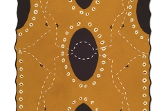 Markers, Gold, 2005, 34"x63", wool, pierced, pieced, stitched, fulled.