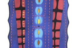 "Wings", 2006, 30"x52", wool, pierced, dyed, stitched, fulled, polymer.